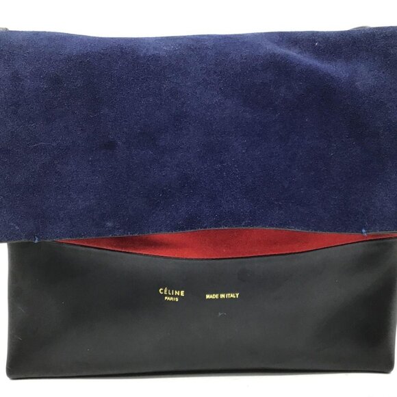 Celine All Soft Tricolor Shoulder Bag – Navy Suede, Black Leather, Red Interior - Picture 3 of 11